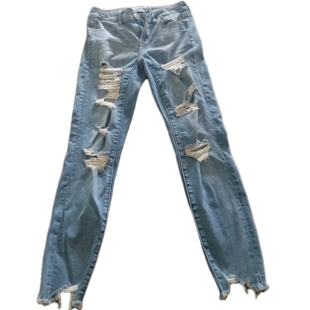 American Eagle Next Level Stretch Distressed Women's Jeggings Size:4 Short